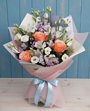 Букет цветов из:  Лизиантусы, Розы, Альстромерии и Гипсофила #REPLACE_PRED# Посёлке Пеледуй