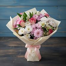 Букет цветов из:  Хризантемы, Альстромерии и Розы в Посёлке Пеледуй